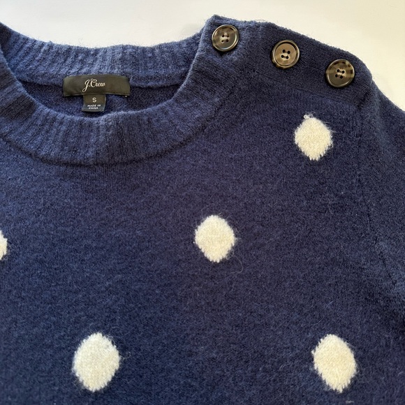 J. Crew Polka Dot Crewneck Sweater Supersoft Yarn Navy Women’s Size Small - Picture 8 of 12
